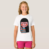 笑顔のガールパワー – キッズキャラクターアート Tシャツ (正面フル)