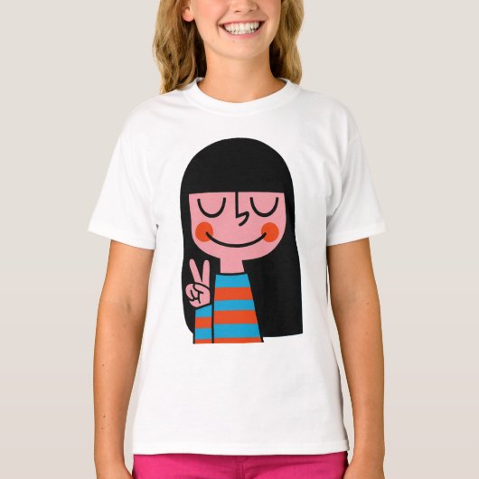 笑顔のガールパワー – キッズキャラクターアート Tシャツ (正面)