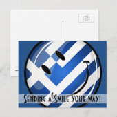 笑顔のギリシャ国旗 ポストカード (正面/裏面)