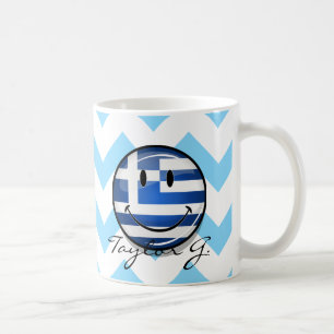 笑顔のギリシャ旗 コーヒーマグカップ