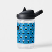 笑顔のクッキーモンスターパターン |名前の追加 ウォーターボトル (左面)