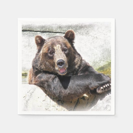 笑顔のクマの誕生日 スタンダードカクテルナプキン (正面)