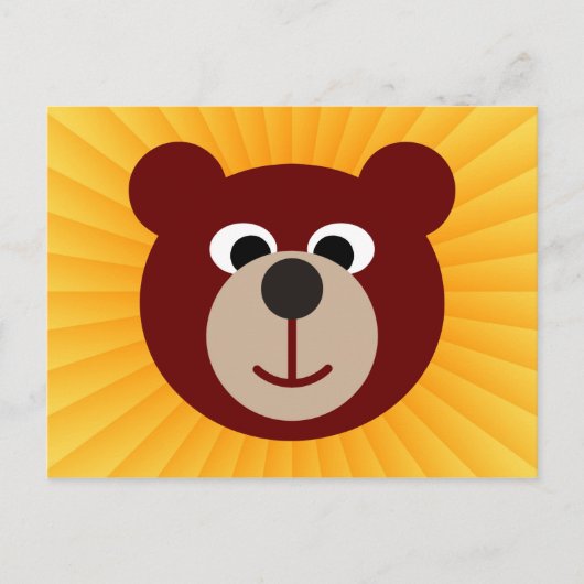笑顔のクマの黄色い輝き ポストカード (正面)