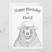 笑顔のクマ/パーソナライズされた誕生日カード サンキューカード (正面/裏面)