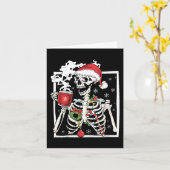 笑顔のクリスマススカル飲みCof付きクリスマススケルトン カード (黄色い花)