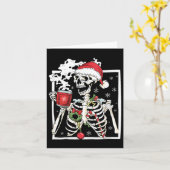 笑顔のクリスマススカル飲みCof付きクリスマススケルトン カード (黄色い花)