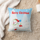 笑顔のクリスマスポーラーベアドイングアイススケートで滑る クッション (ブランケット)