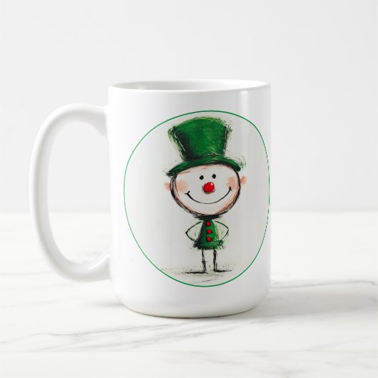 笑顔のクリスマス小妖精や小人カスタマイズされたコーヒーマグ コーヒーマグカップ (左)