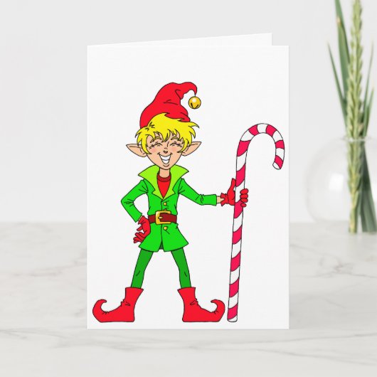 笑顔のクリスマス小妖精や小人 シーズンカード (正面)