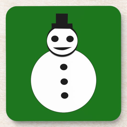 笑顔のクリスマス雪だるまコルクコースター コースター (正面)
