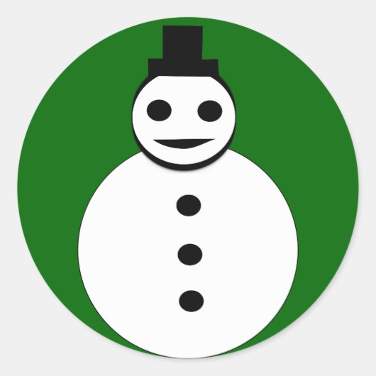 笑顔のクリスマス雪だるまシール ラウンドシール (正面)