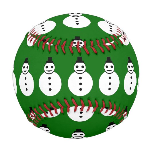 笑顔のクリスマス雪だるま野球 野球ボール (正面)