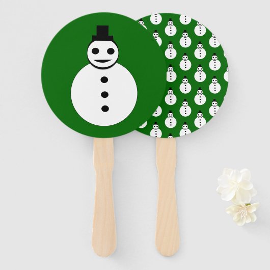 笑顔のクリスマス雪だるま ハンドファン (正面&裏面)