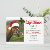 笑顔のクリスマス馬とサンタの帽子をかぶった 招待状 (スタンド正面)