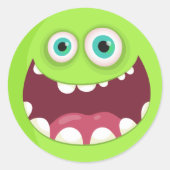 笑顔のグリーンキャラクター ラウンドシール (正面)