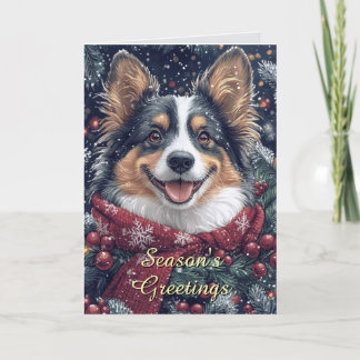 笑顔のコリードッグクリスマスカード カード