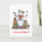 笑顔のゴルファーのクリスマスカード シーズンカード (正面)