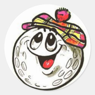 笑顔のゴルフボール顔シール ラウンドシール