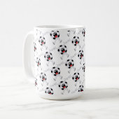 笑顔のサッカーボールマスコット コーヒーマグカップ (正面左)