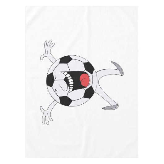 笑顔のサッカーボールマスコット テーブルクロス (正面)