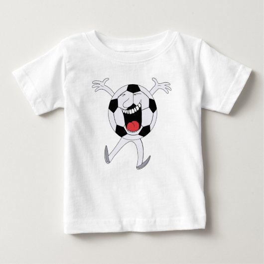 笑顔のサッカーボールマスコット ベビーTシャツ (正面)