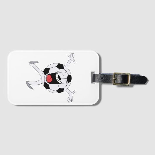 笑顔のサッカーボールマスコット ラゲッジタグ (正面横)