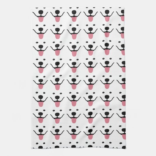 笑顔のサモイドのキッチンディッシュタオル キッチンタオル (縦)