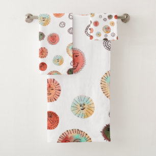 笑顔のサンズ水彩パタお洒落ーン バスタオルセット