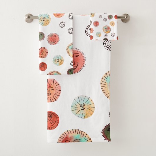 笑顔のサンズ水彩パタお洒落ーン バスタオルセット (インサイチュ)