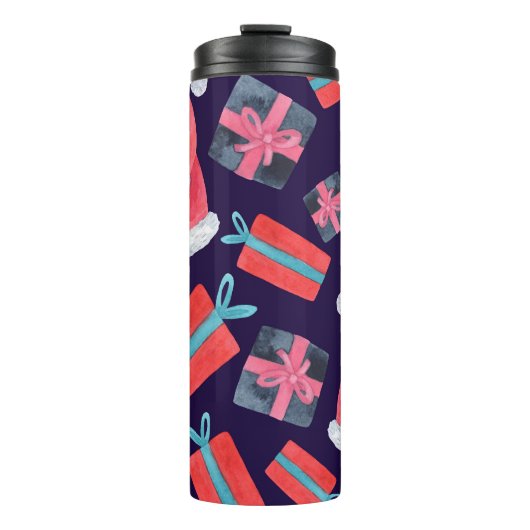 笑顔のサンタ、水の色のクリスマスシームレス。 タンブラー (正面)