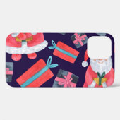 笑顔のサンタ、水の色のクリスマスシームレス。 Case-Mate iPhoneケース (裏面 (横))