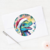笑顔のサンタTレックスクリスマス ラウンドシール (封筒)