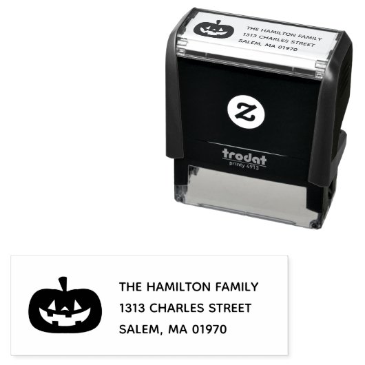 笑顔のジャック'oランタンハロウィーンアドレススタンプ セルフインキングスタンプ (インサイチュ)