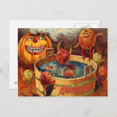 笑顔のジャックO'ランタンパンプキンアップル ポストカード (正面/裏面)