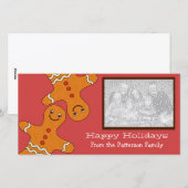 笑顔のジンジャーブレッドマンクリスマスフォトカード シーズンカード (正面/裏面)