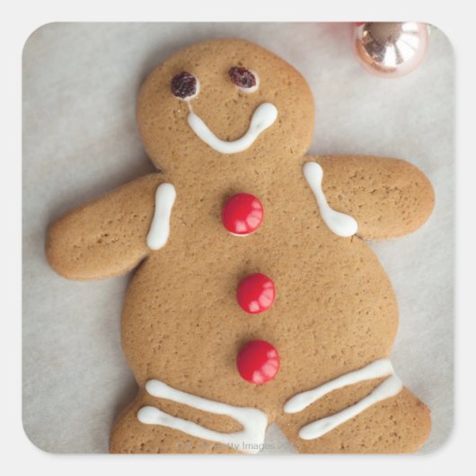 笑顔のジンジャーブレッドマン スクエアシール (正面)