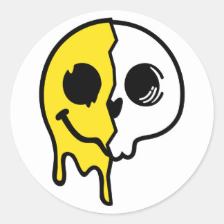 笑顔のスカル顔 ラウンドシール