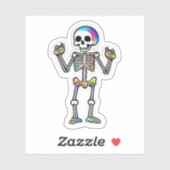 笑顔のスケルトンハロウィーンのレインボーカラー シール (シート)