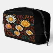 笑顔のデイジーと渦巻きコスメティック/トイレタリーバッグ ドップキット (右コーナー)