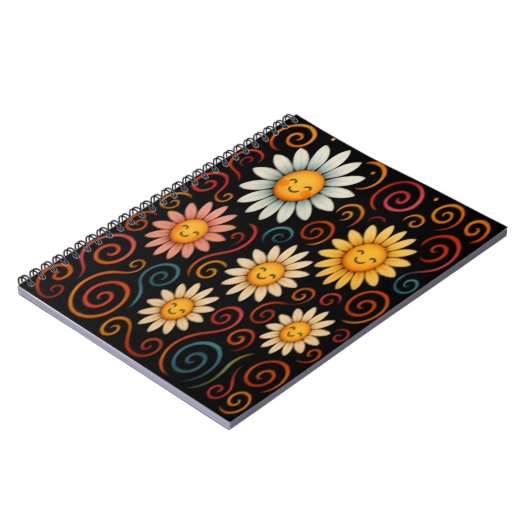 笑顔のデイジーと渦巻き状の写真ノートブック ノートブック (左側)