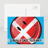 笑顔のデンマーク国旗 ポストカード (正面/裏面)