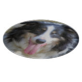 笑顔のトライカラー縁どコリードッグ カッティングボード (角)