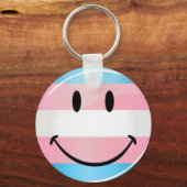 笑顔のトランスジェンダー国旗 キーホルダー (正面)