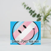 笑顔のトランスジェンダー国旗 ポストカード (スタンド正面)