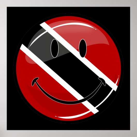 笑顔のトリニダード・トバゴ国旗 ポスター (正面)