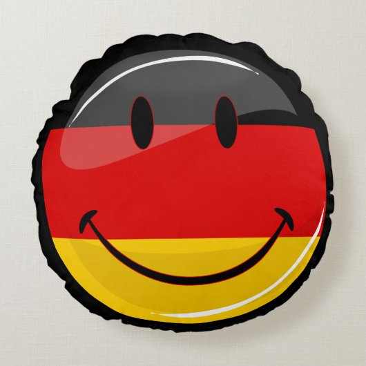 笑顔のドイツ国旗 ラウンドクッション (正面)