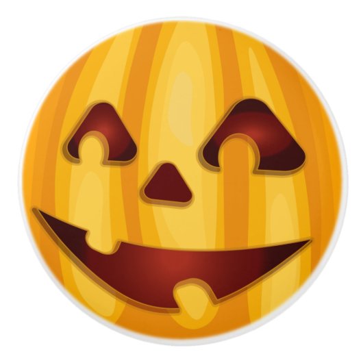 笑顔のハロウィンのかぼちゃのデザイン セラミックノブ (正面)