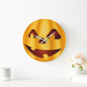 笑顔のハロウィンのかぼちゃの彫刻 ラージ壁時計 (ホーム)