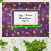 笑顔のハロウィーンのカボチャのちょうちんカボチャ《写真》ぼけ味パターン キッチンタオル (折り畳み)