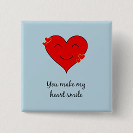 笑顔のハートロマンチックな青 缶バッジ